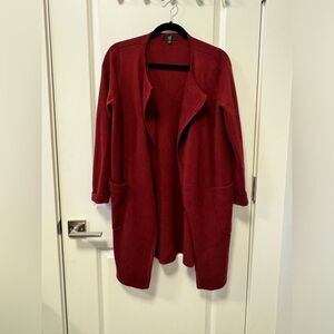 J. Crew Juliette Collarless Sweater-Blazer in Burgundy